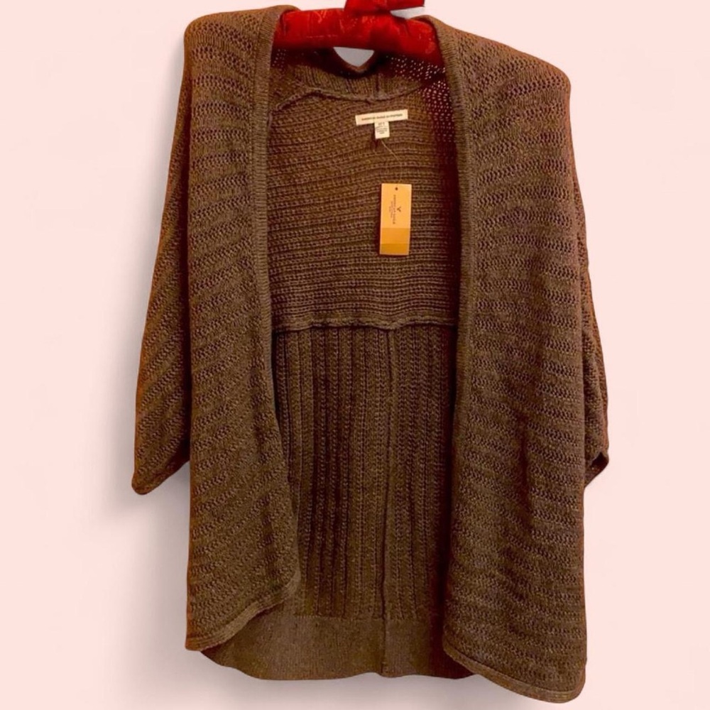 American Eagle Outfitters Gray Open-Front Knit Cardigan